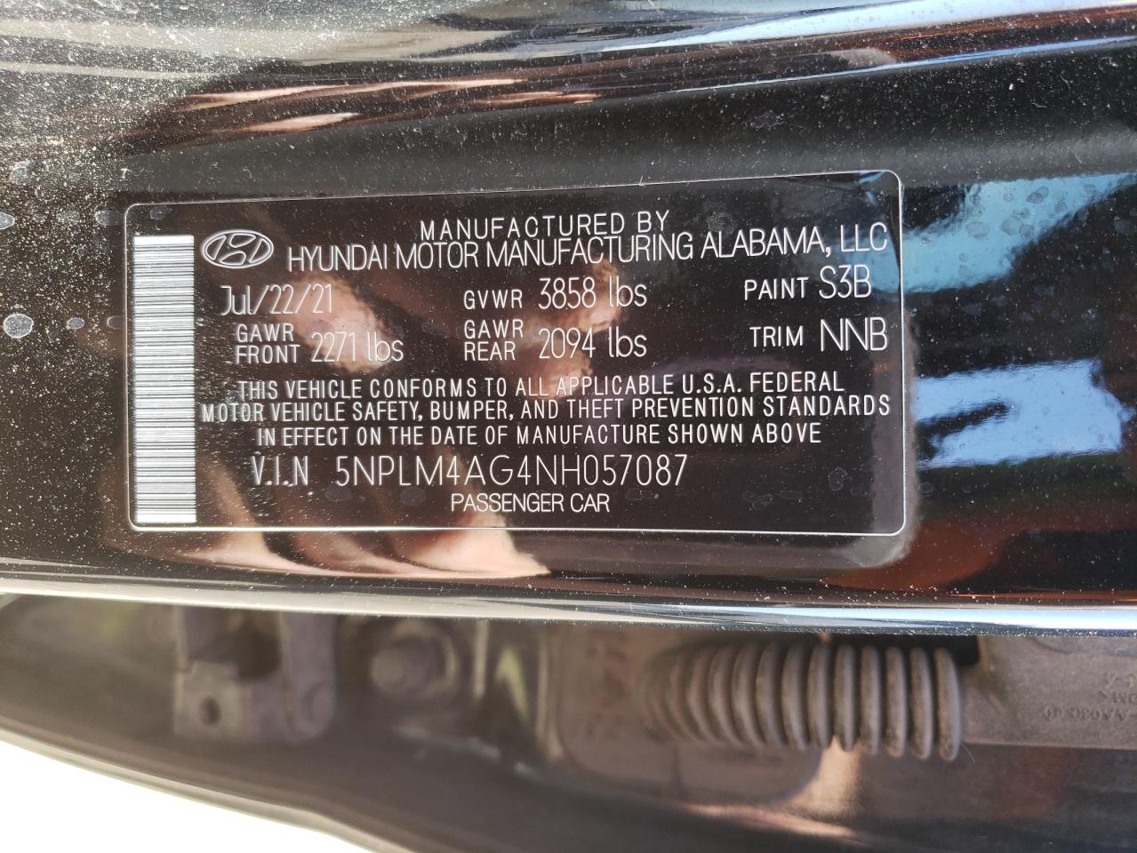 5NPLM4AG4NH057087 2022 Hyundai Elantra Sel