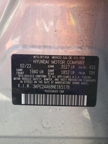 2022 Hyundai Accent Se VIN: 3KPC24A68NE165178 Lot: 56395124