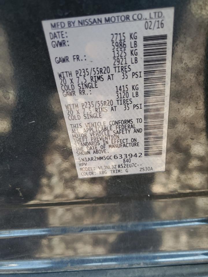 5N1AR2MM5GC633942 2016 Nissan Pathfinder S
