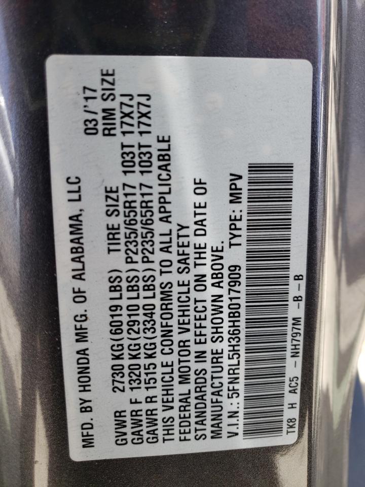 5FNRL5H36HB017909 2017 Honda Odyssey Se