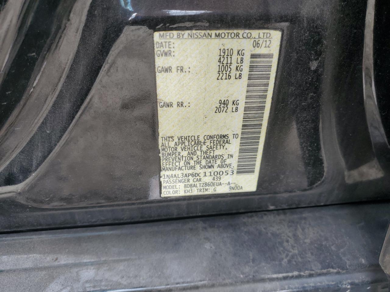 1N4AL3AP6DC110053 2013 Nissan Altima 2.5