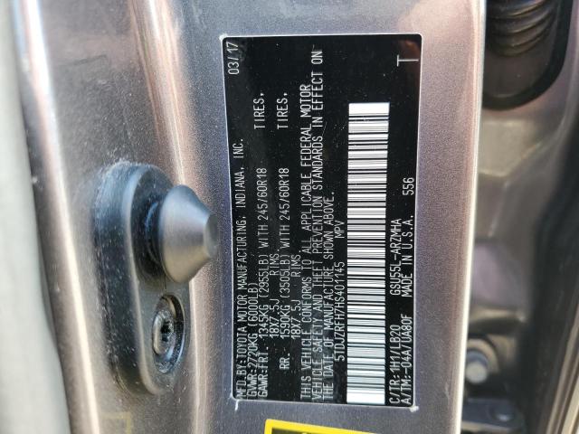 2017 Toyota Highlander Se VIN: 5TDJZRFH7HS401145 Lot: 54395514