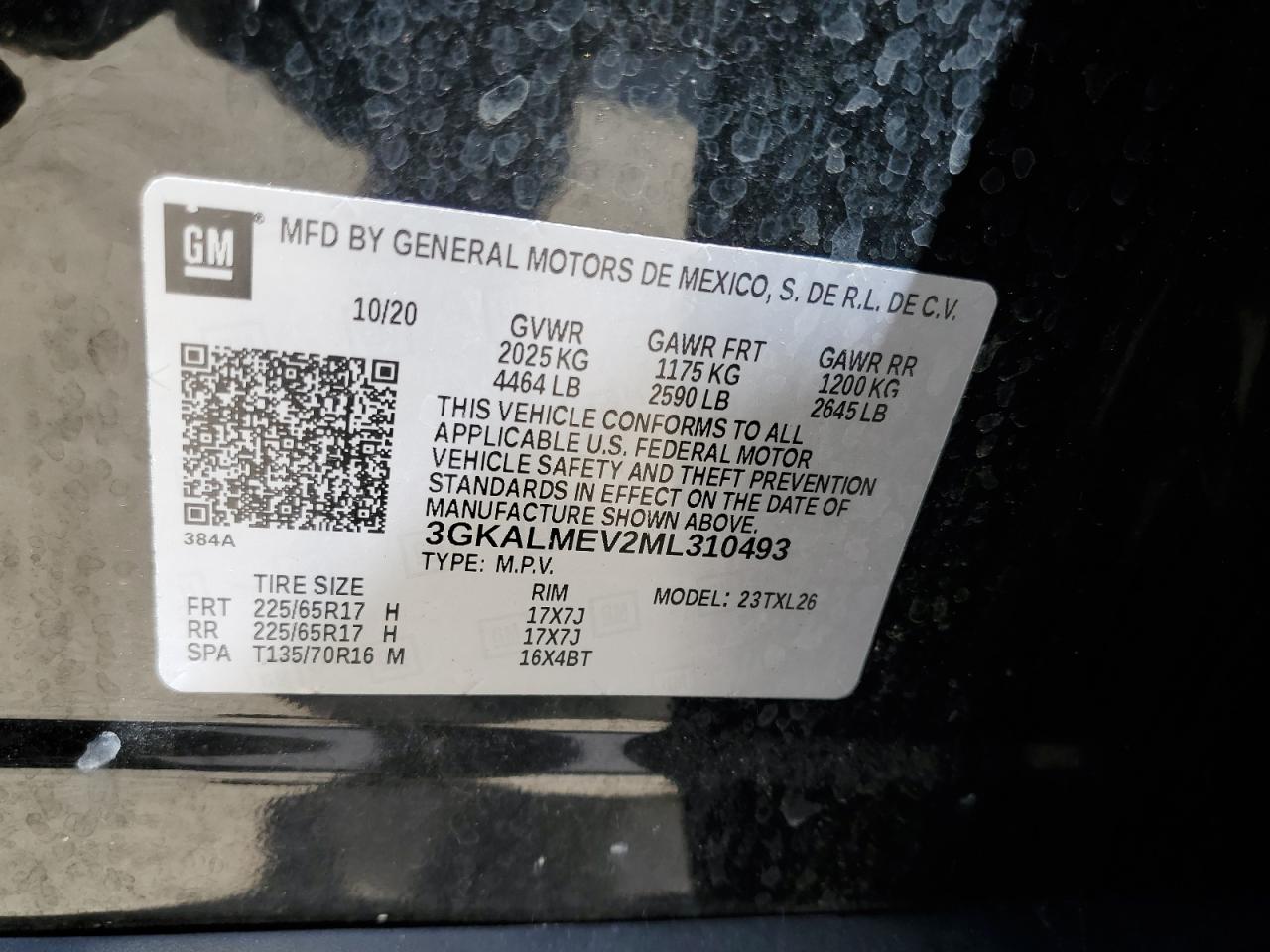 3GKALMEV2ML310493 2021 GMC Terrain Sle