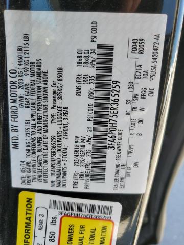 2014 Ford Fusion Se VIN: 3FA6P0H75ER365259 Lot: 54392394