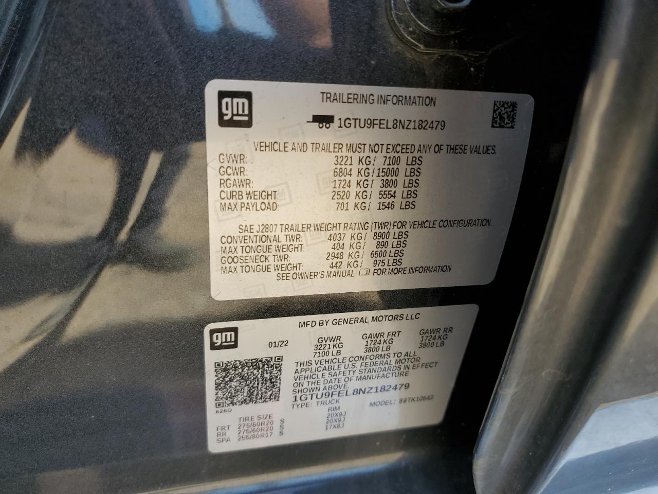 1GTU9FEL8NZ182479 2022 GMC Sierra Limited K1500 Denali