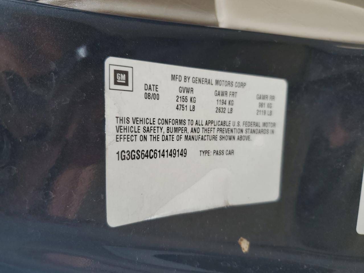 1G3GS64C614149149 2001 Oldsmobile Aurora 4.0