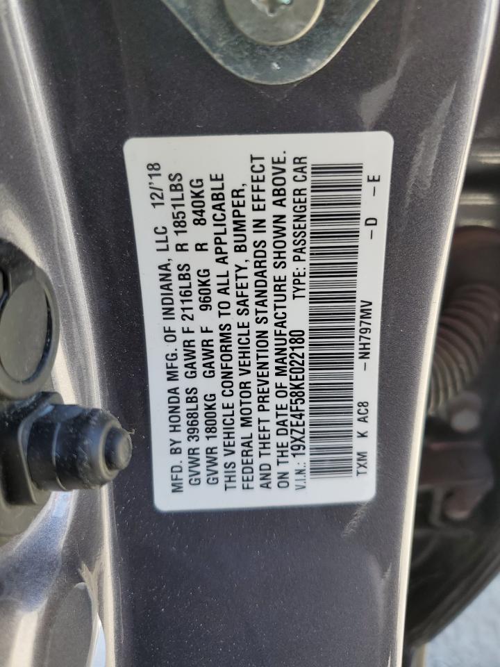 19XZE4F58KE022180 2019 Honda Insight Ex