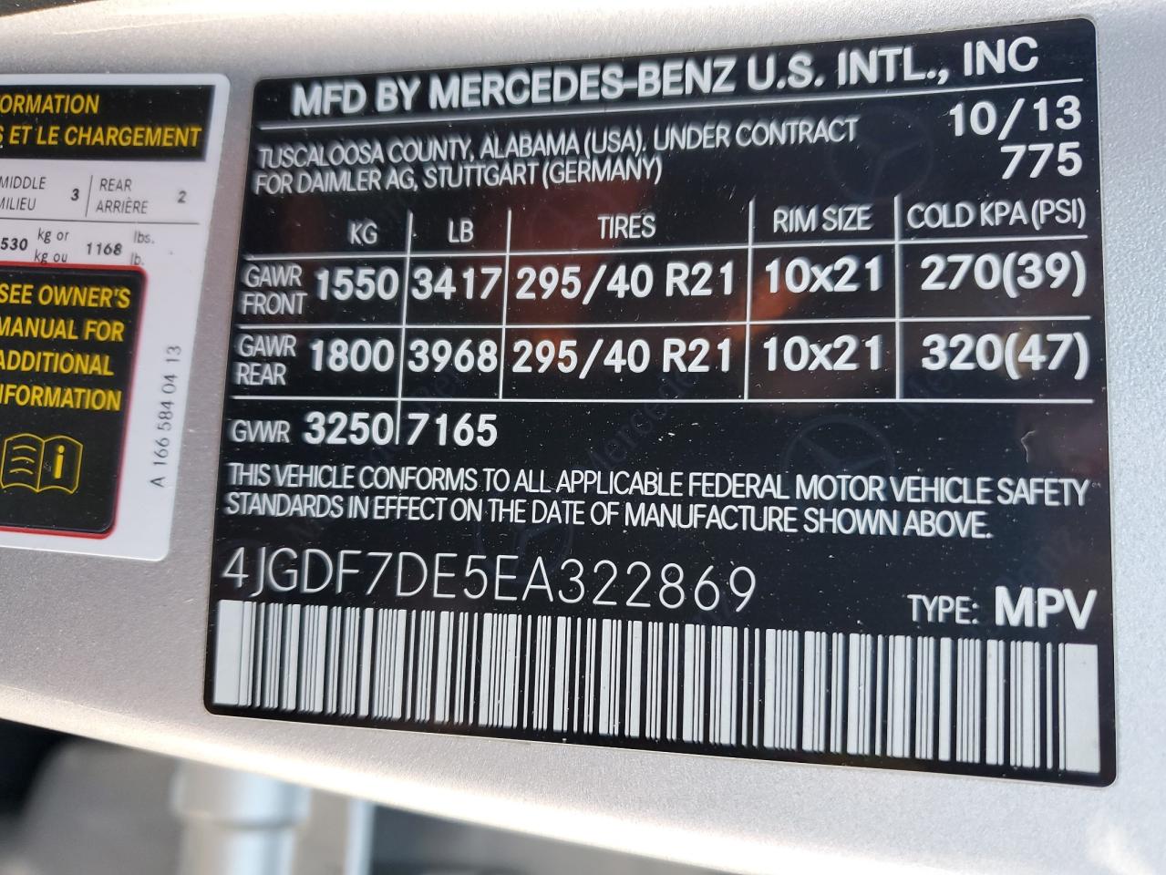 2014 Mercedes-Benz Gl 550 4Matic vin: 4JGDF7DE5EA322869