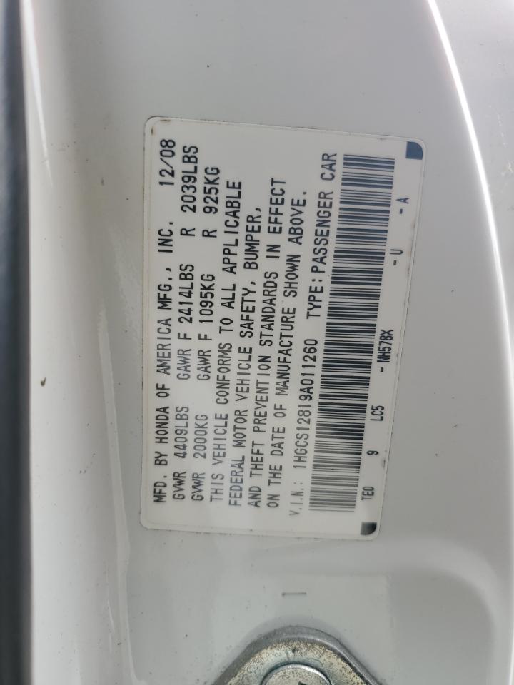 1HGCS12819A011260 2009 Honda Accord Exl