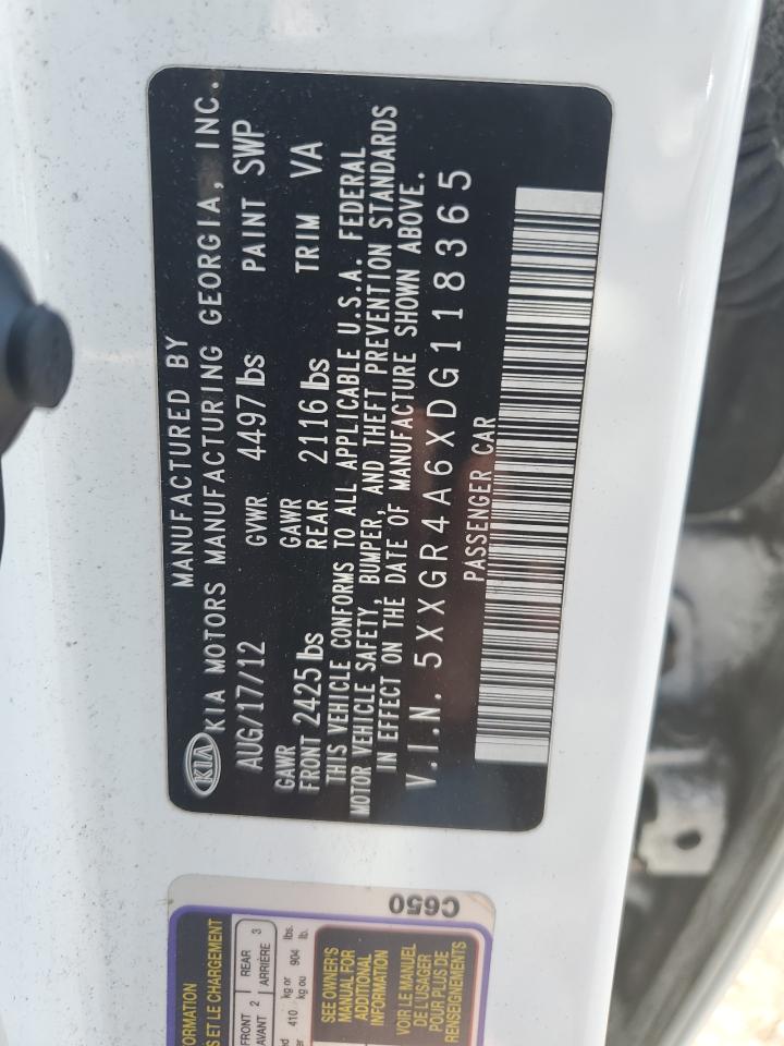 5XXGR4A6XDG118365 2013 Kia Optima Sx