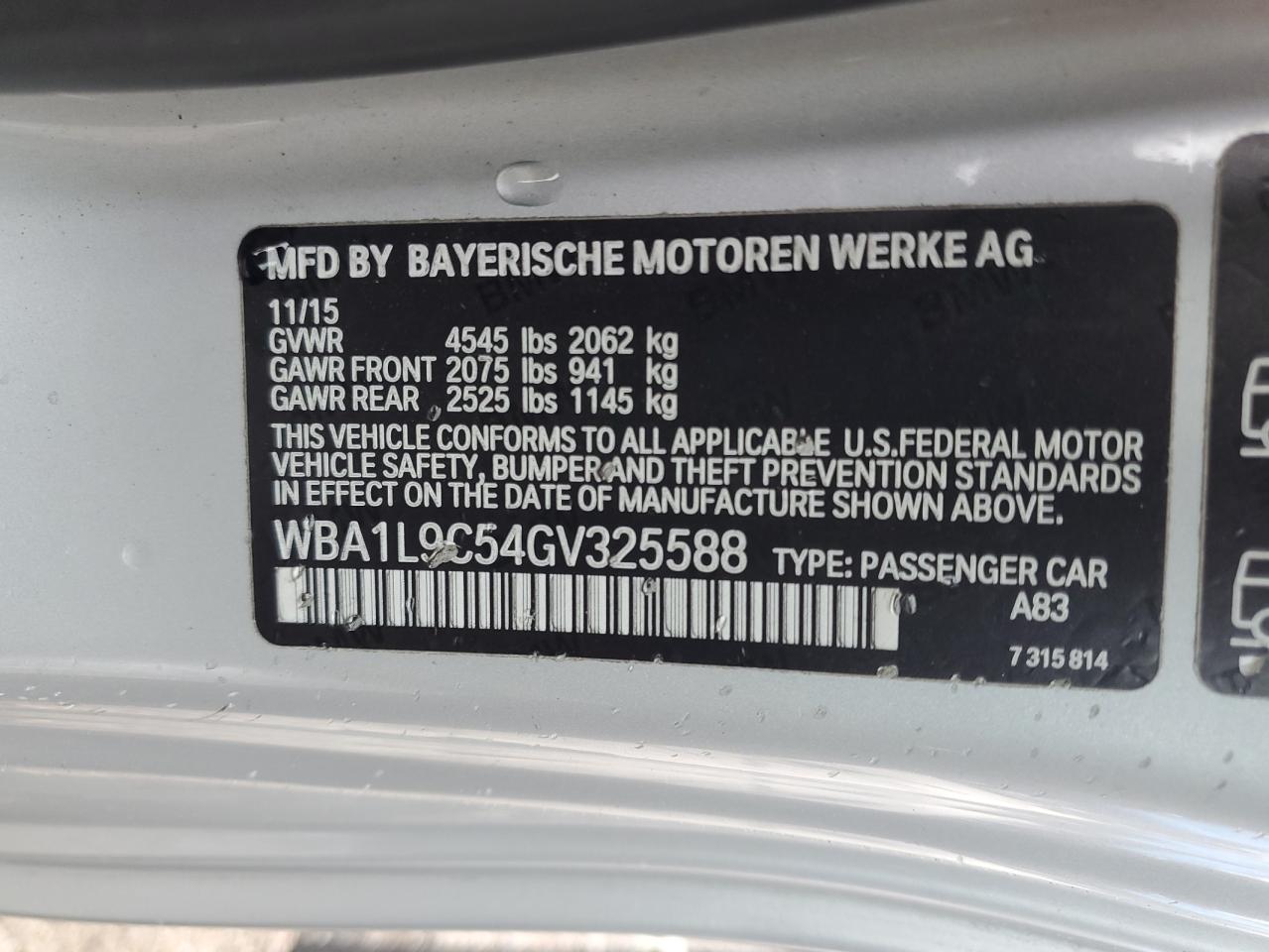 WBA19C54GV325588 2016 BMW 228 I