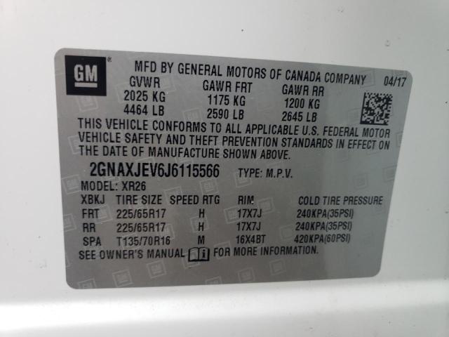 2018 Chevrolet Equinox Lt VIN: 2GNAXJEV6J6115566 Lot: 53698124