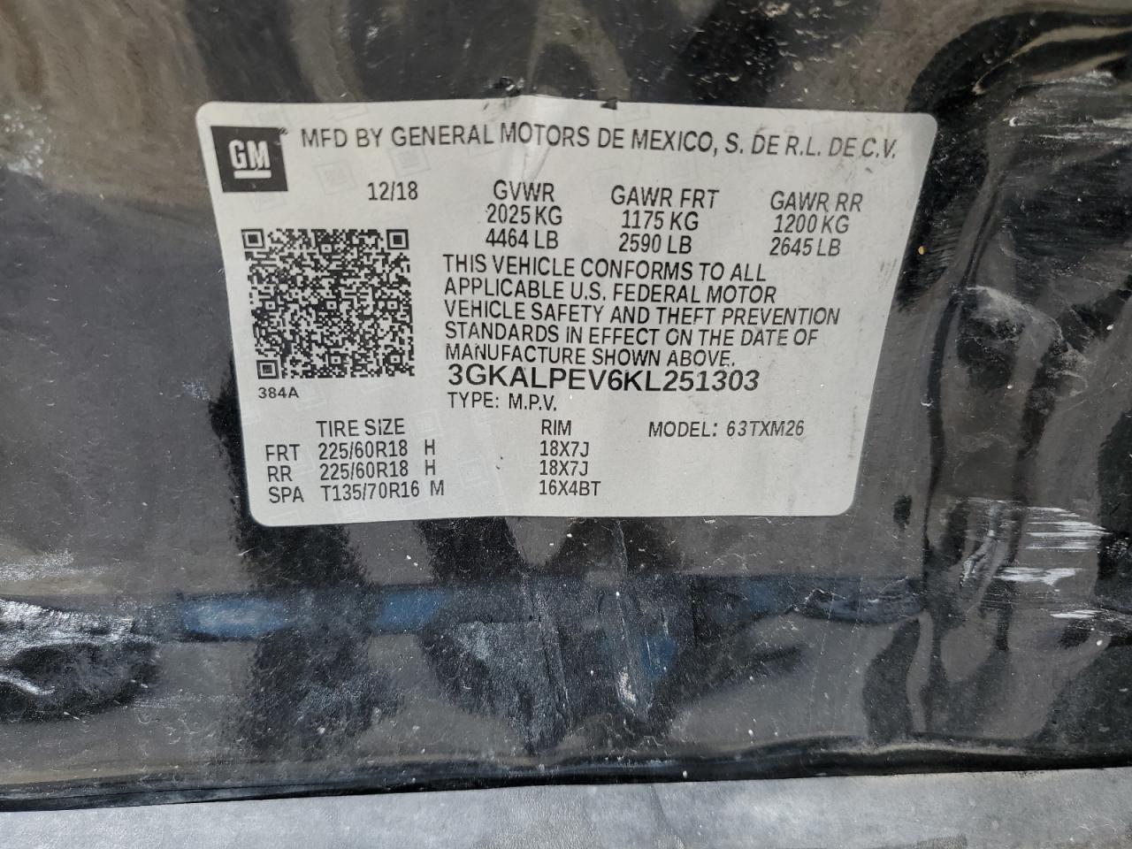 3GKALPEV6KL251303 2019 GMC Terrain Slt