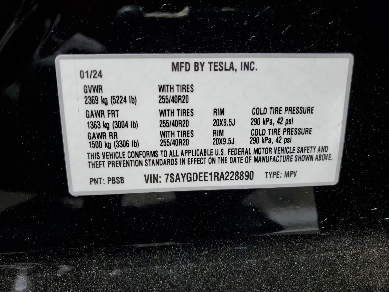 7SAYGDEE1RA228890 2024 Tesla Model Y