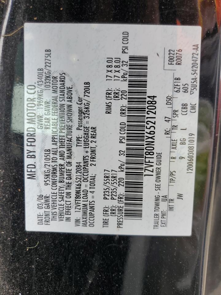 1ZVFT80NX65212084 2006 Ford Mustang