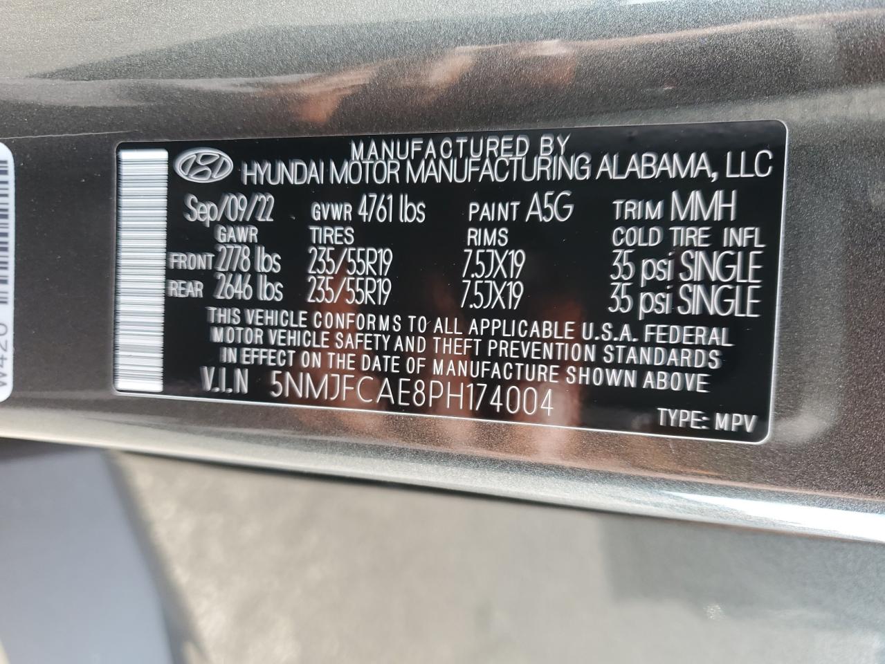 5NMJFCAE8PH174004 2023 Hyundai Tucson Sel