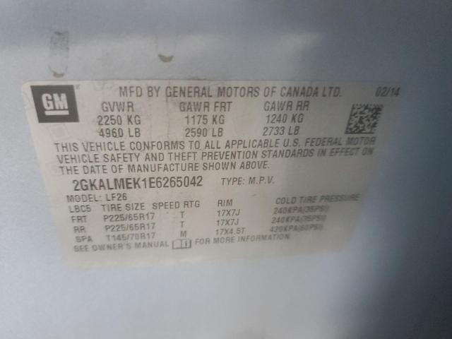 2014 GMC Terrain Sle VIN: 2GKALMEK1E6265042 Lot: 54696374