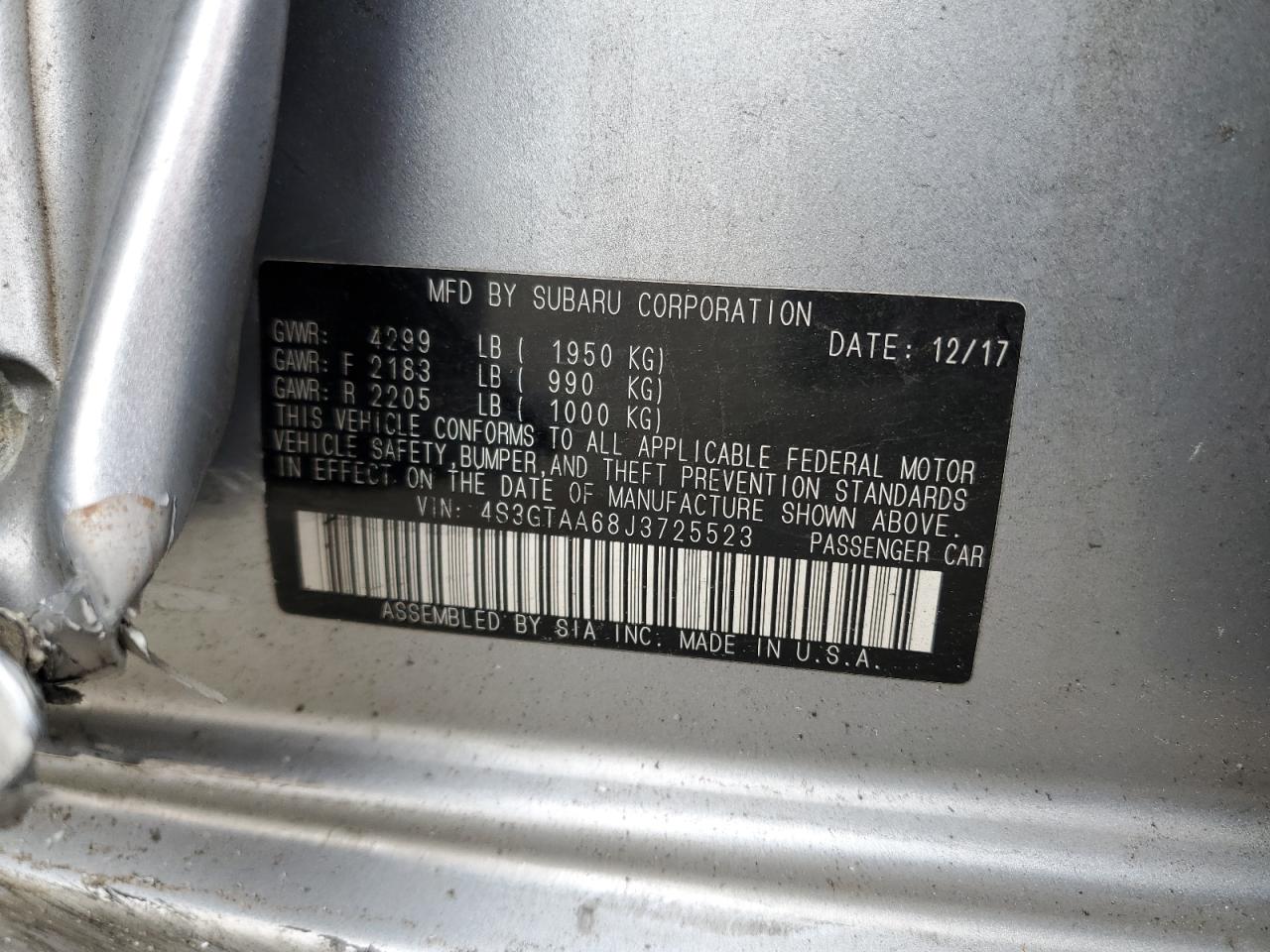 4S3GTAA68J3725523 2018 Subaru Impreza