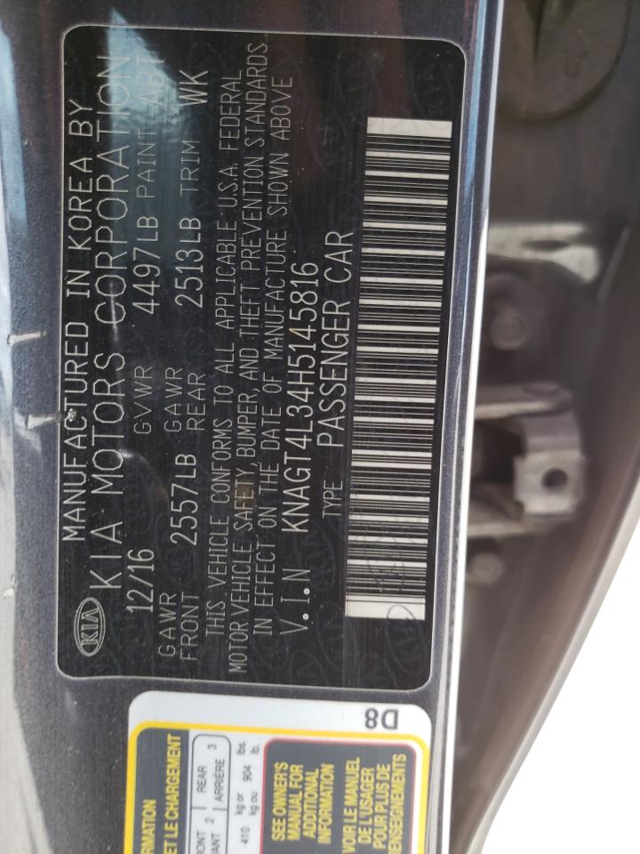 KNAGT4L34H5145816 2017 Kia Optima Lx