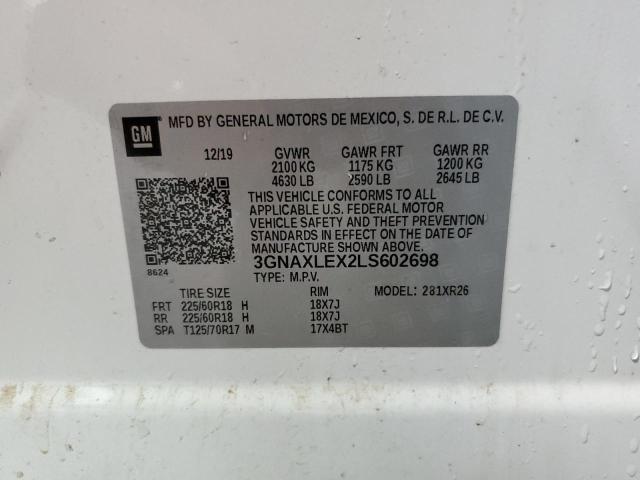 2020 Chevrolet Equinox Lt VIN: 3GNAXLEX2LS602698 Lot: 53826484