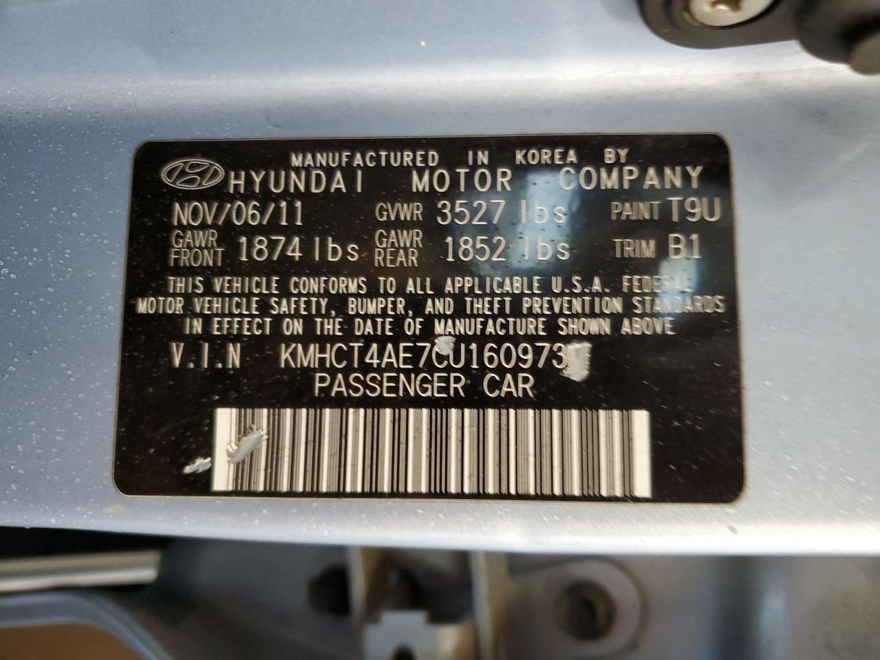 KMHCT4AE7CU160973 2012 Hyundai Accent Gls