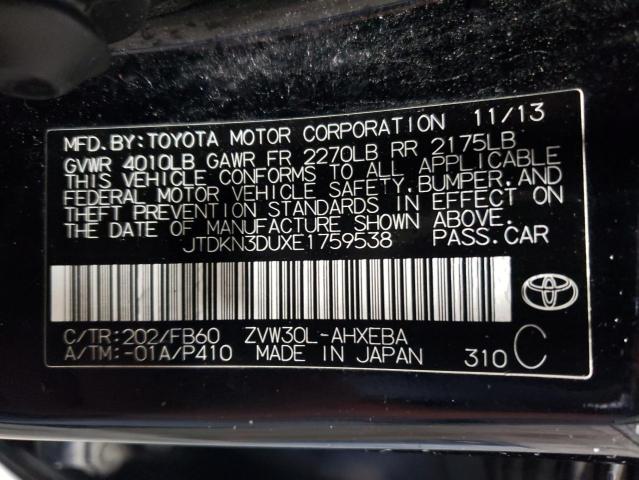 2014 Toyota Prius VIN: JTDKN3DUXE1759538 Lot: 53128334