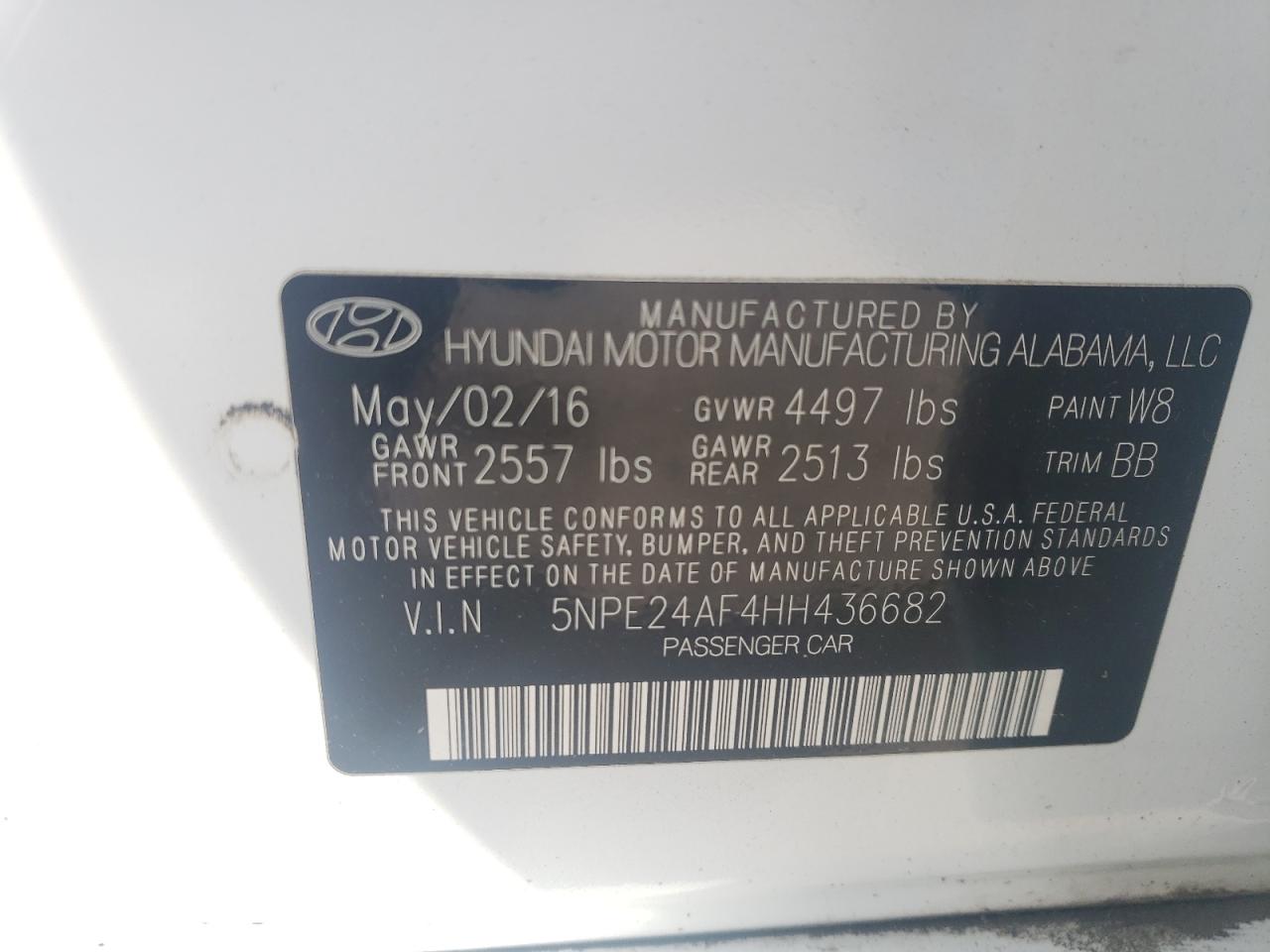 5NPE24AF4HH436682 2017 Hyundai Sonata Se