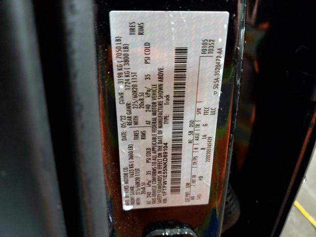 2022 Ford F150 Supercrew VIN: 1FTFW1E55NKD89104 Lot: 56305094