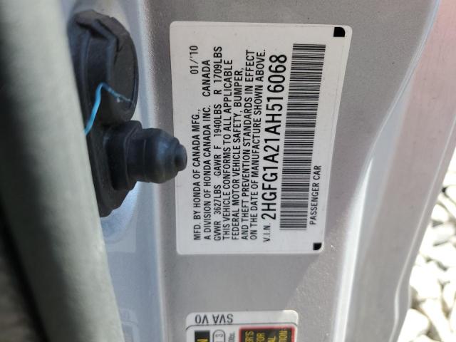 2010 Honda Civic Dx VIN: 2HGFG1A21AH516068 Lot: 54182544