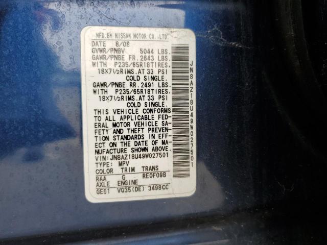 2009 Nissan Murano S VIN: JN8AZ18U49W027501 Lot: 54979704
