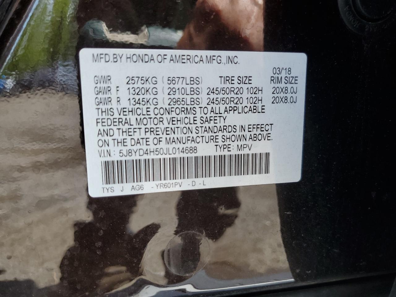 5J8YD4H50JL014688 2018 Acura Mdx Technology