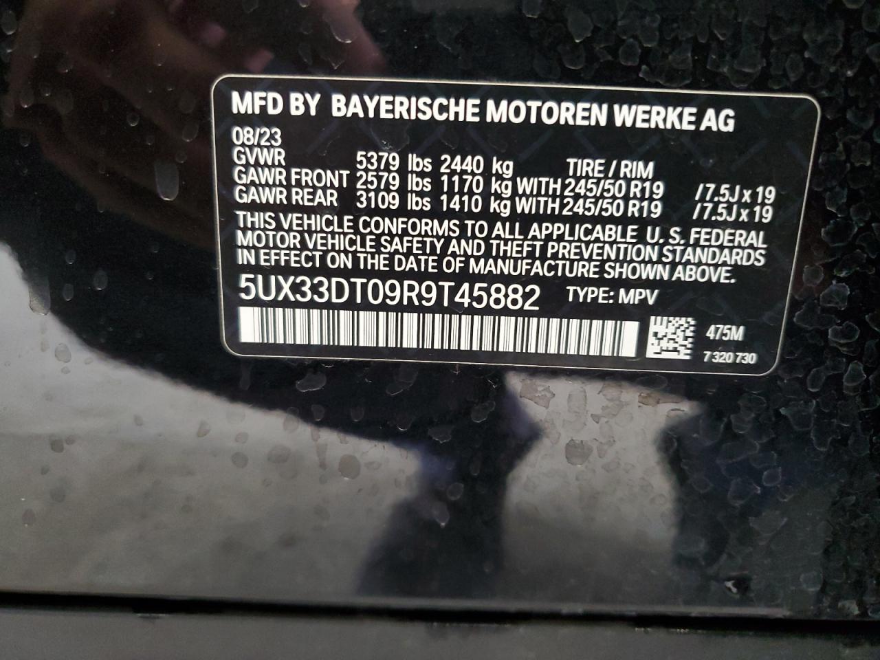 5UX33DT09R9T45882 2024 BMW X4 xDrive30I