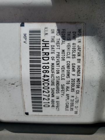 1999 Honda Cr-V Ex VIN: JHLRD1864XC027210 Lot: 54994474