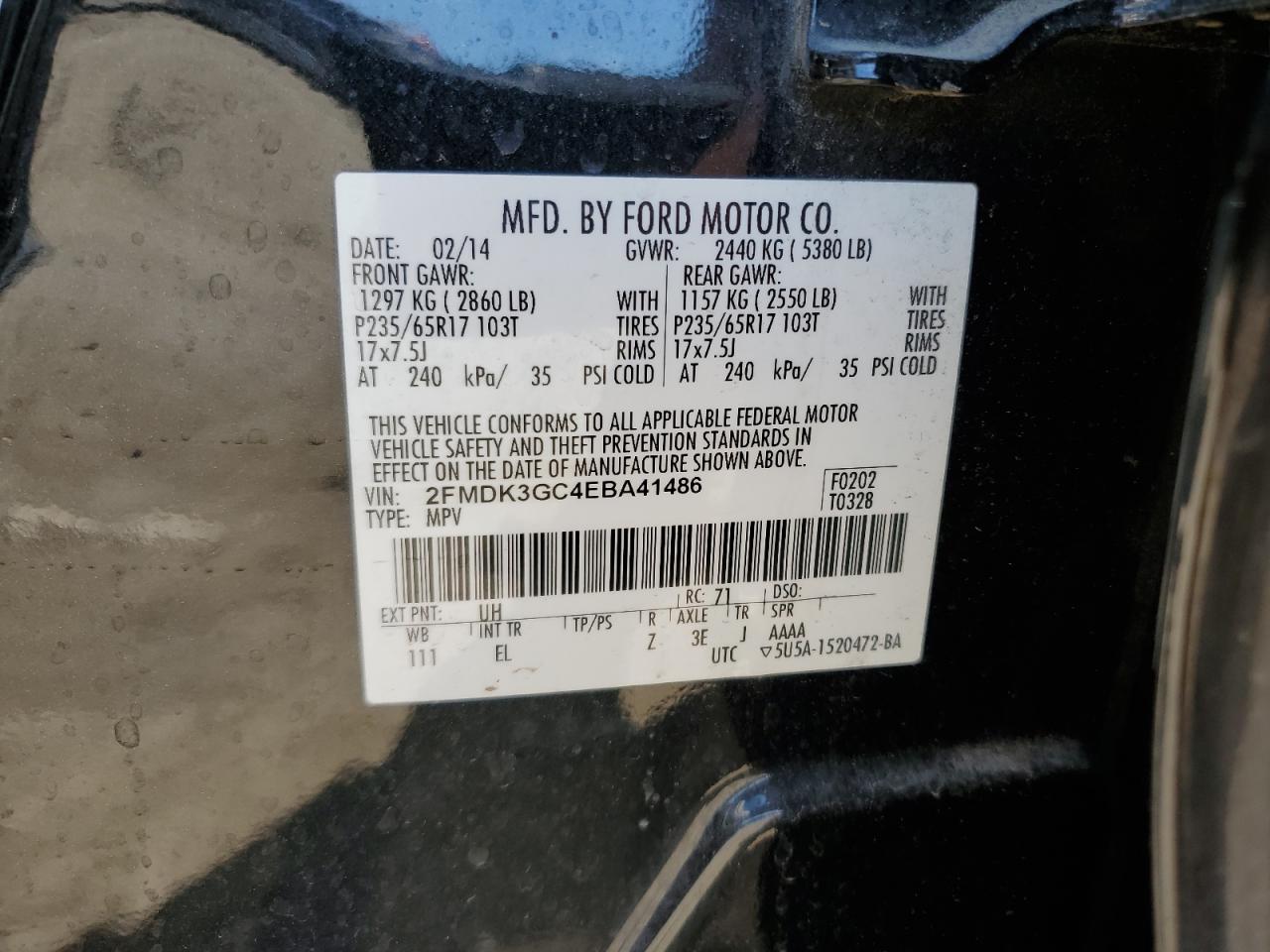 2FMDK3GC4EBA41486 2014 Ford Edge Se