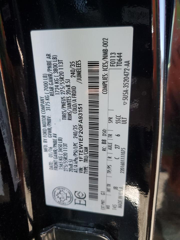 1FTEW1EF2GFA93151 FORD F-150 2016