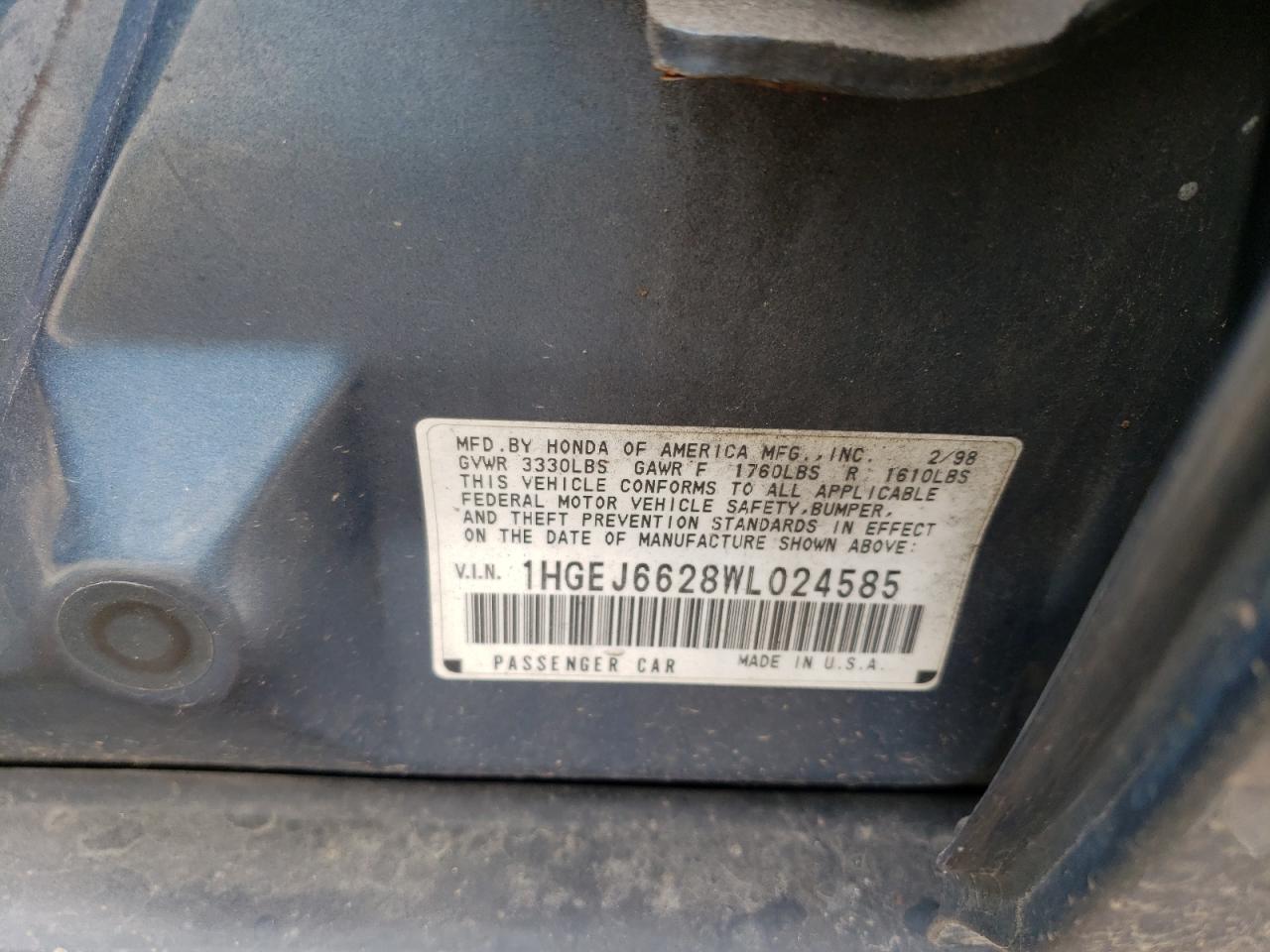 1HGEJ6628WL024585 1998 Honda Civic Dx