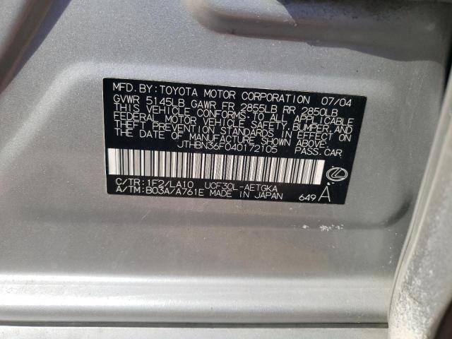 2004 Lexus Ls 430 VIN: JTHBN36F040172105 Lot: 53604414