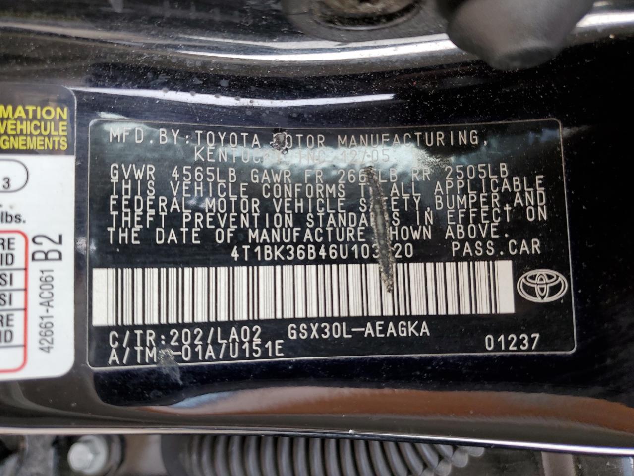 4T1BK36B46U103920 2006 Toyota Avalon Xl