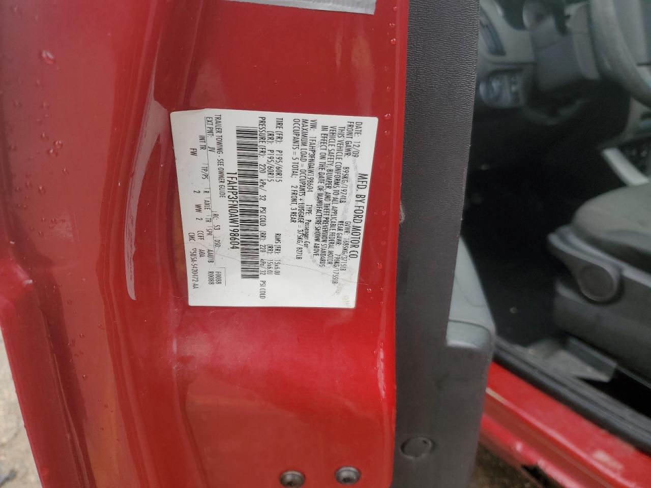 1FAHP3FN0AW198604 2010 Ford Focus Se