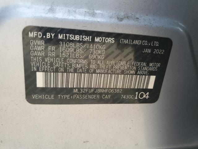 2022 Mitsubishi Mirage G4 Es VIN: ML32FUFJ8NHF06382 Lot: 55562384