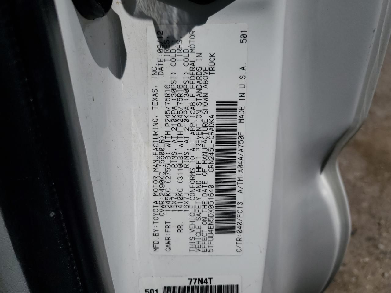 5TFUU4EN5DX051640 2013 Toyota Tacoma