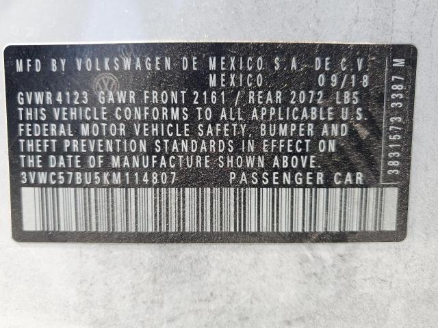 2019 VOLKSWAGEN JETTA S - 3VWC57BU5KM114807