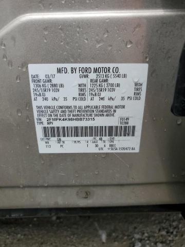 2017 Ford Edge Titanium VIN: 2FMPK4K98HBB73315 Lot: 53645164