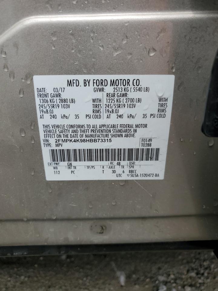 2FMPK4K98HBB73315 FORD EDGE 2017