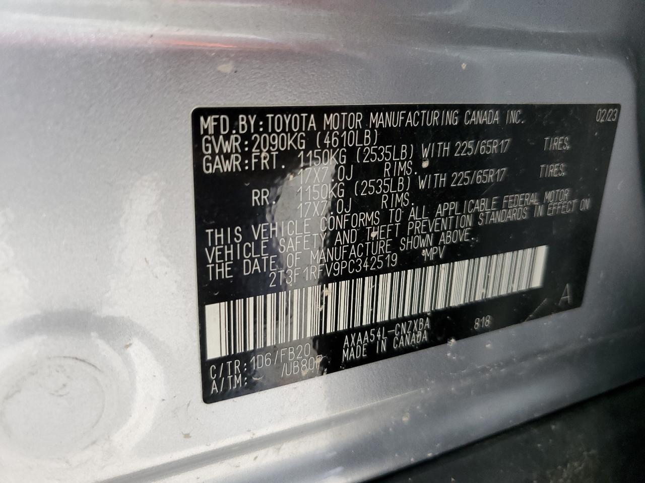 2T3F1RFV9PC342519 TOYOTA RAV4 2023