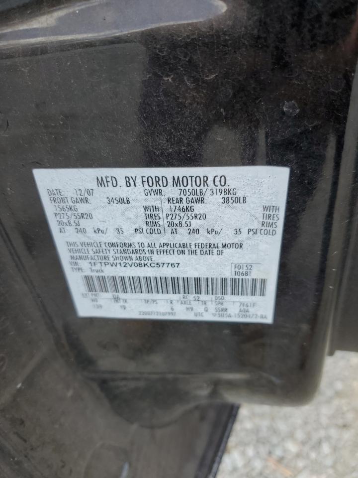 1FTPW12V08KC57767 2008 Ford F150 Supercrew