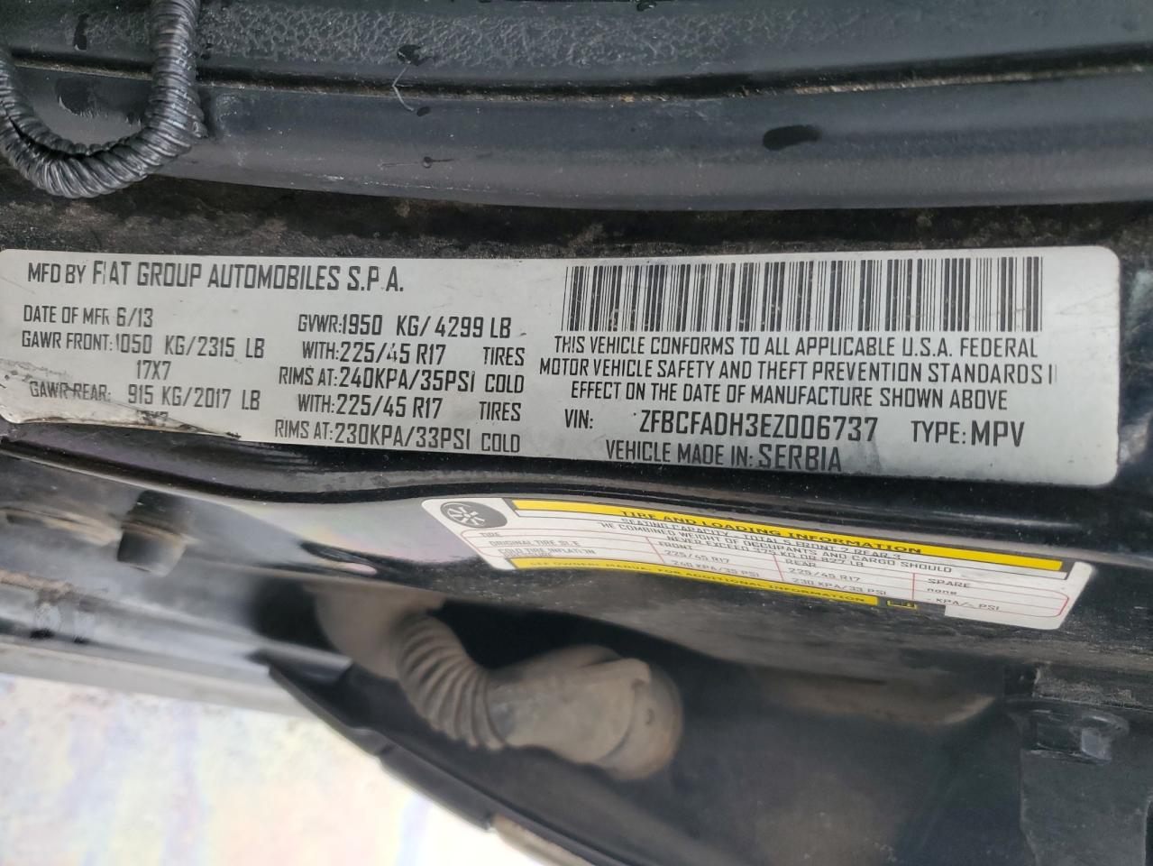 ZFBCFADH3EZ006737 2014 Fiat 500L Trekking