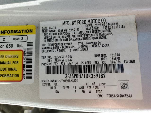 2013 Ford Fusion Se VIN: 3FA6P0H71DR359182 Lot: 54087384