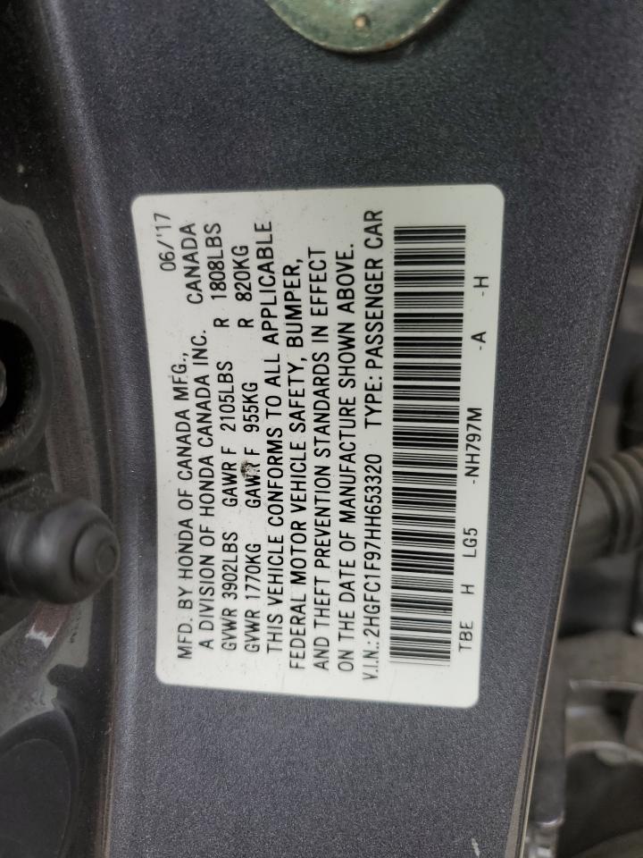 2HGFC1F97HH653320 2017 Honda Civic Touring