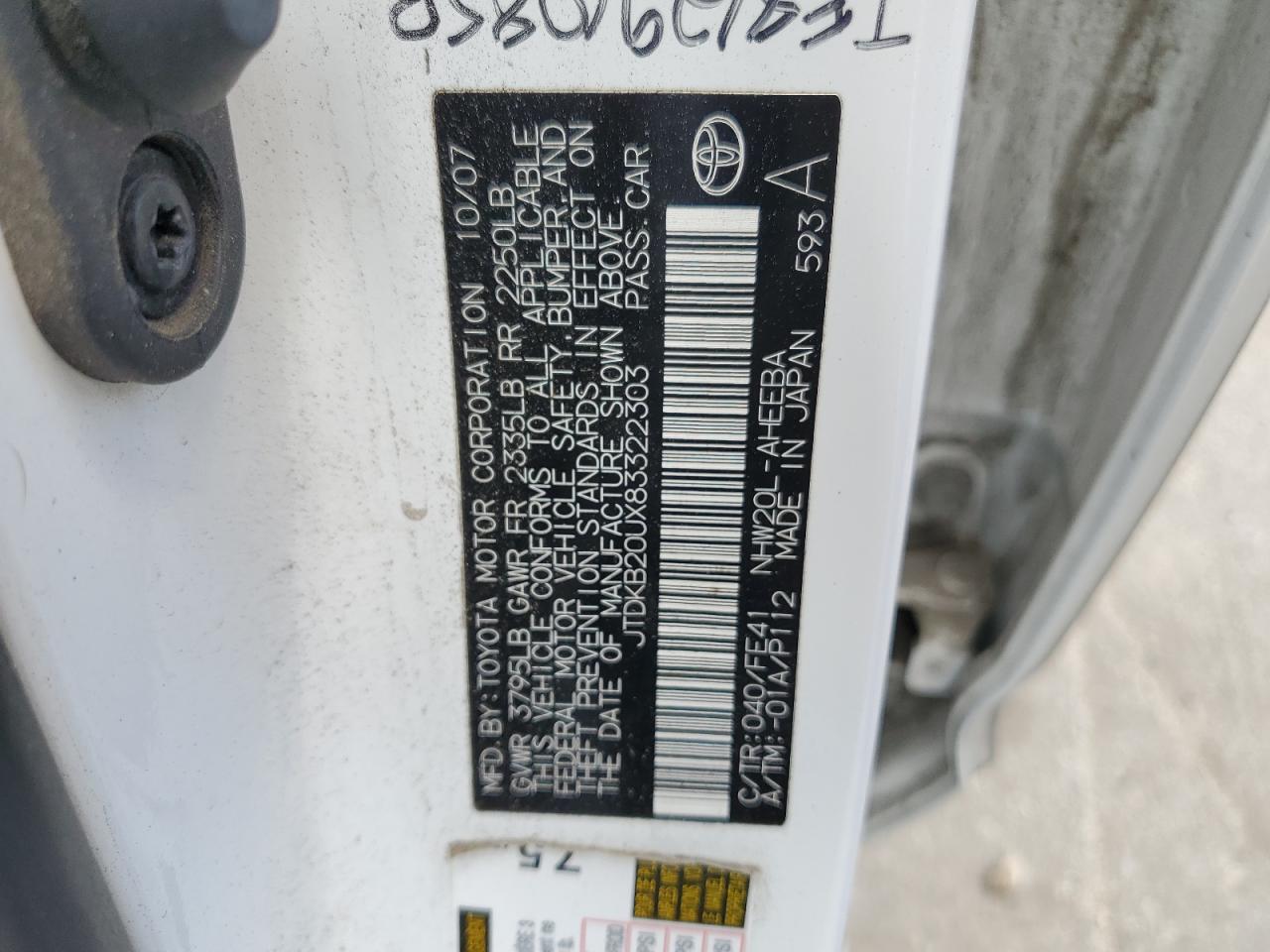 JTDKB20UX83322303 2008 Toyota Prius